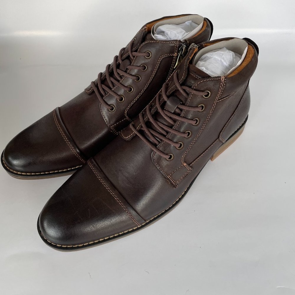 Kunsto  Genuine Leather Oxford Boots Men's Size 11 NWB  Dark Brown
